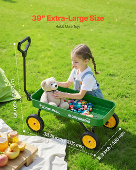 VEVOR 39-inch Kids Wagon handle upgrade emphasizes safer pulling action.