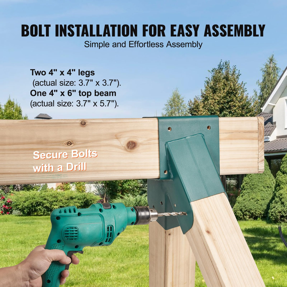 Green-coated VEVOR A-Frame middle swing brackets suitable for outdoor use