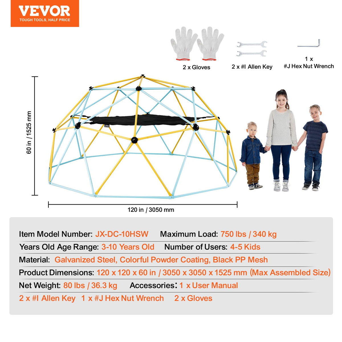 VEVOR assembly guide and tools included for quick backyard setup.