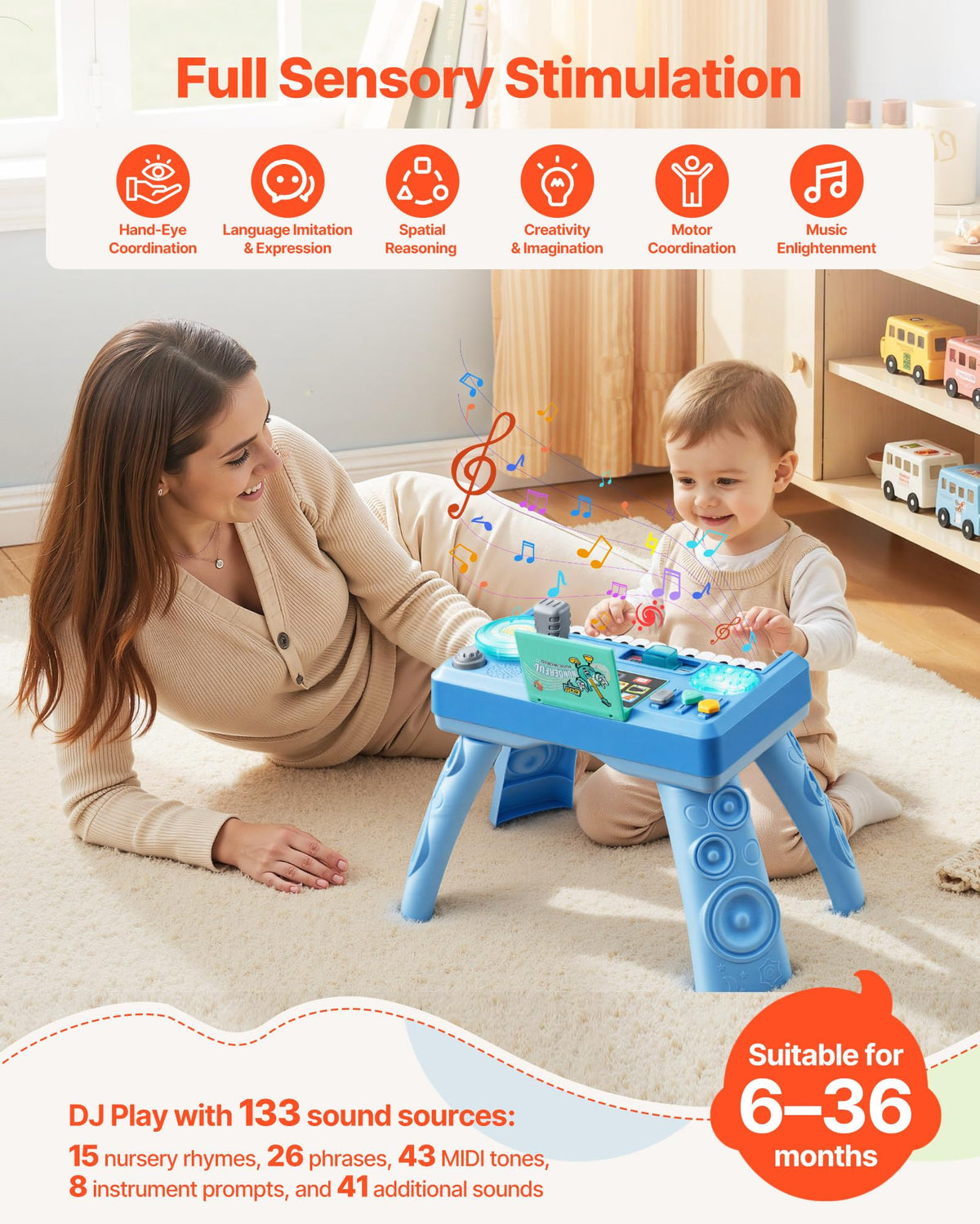 VEVOR Baby DJ Table LED turntable captures kids' attention with vibrant lighting