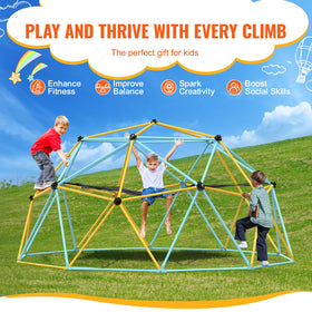 VEVOR geometric dome with kids climbing on grips for controlled, safe ascent.