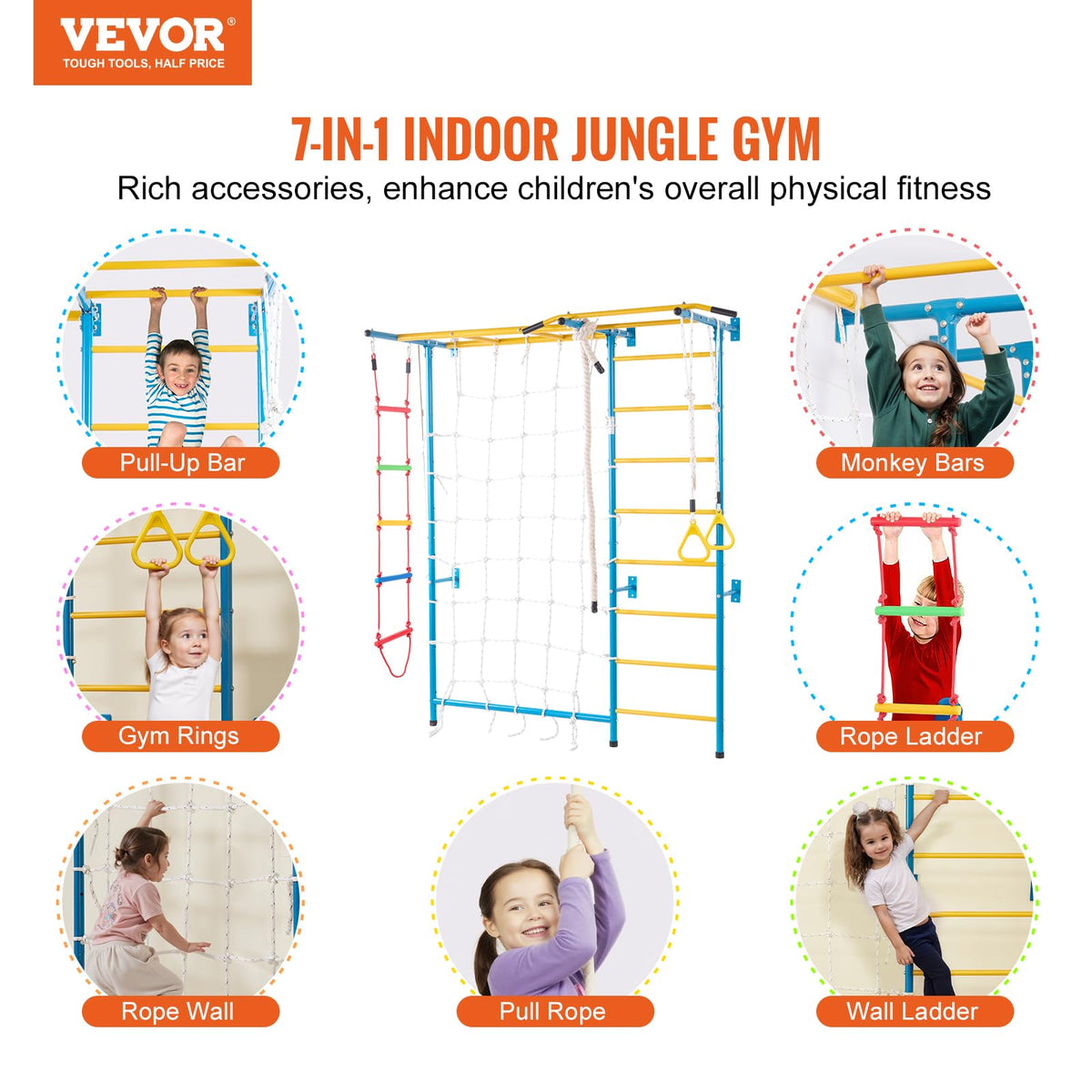 VEVOR Jungle Gym rings help develop upper body coordination during play