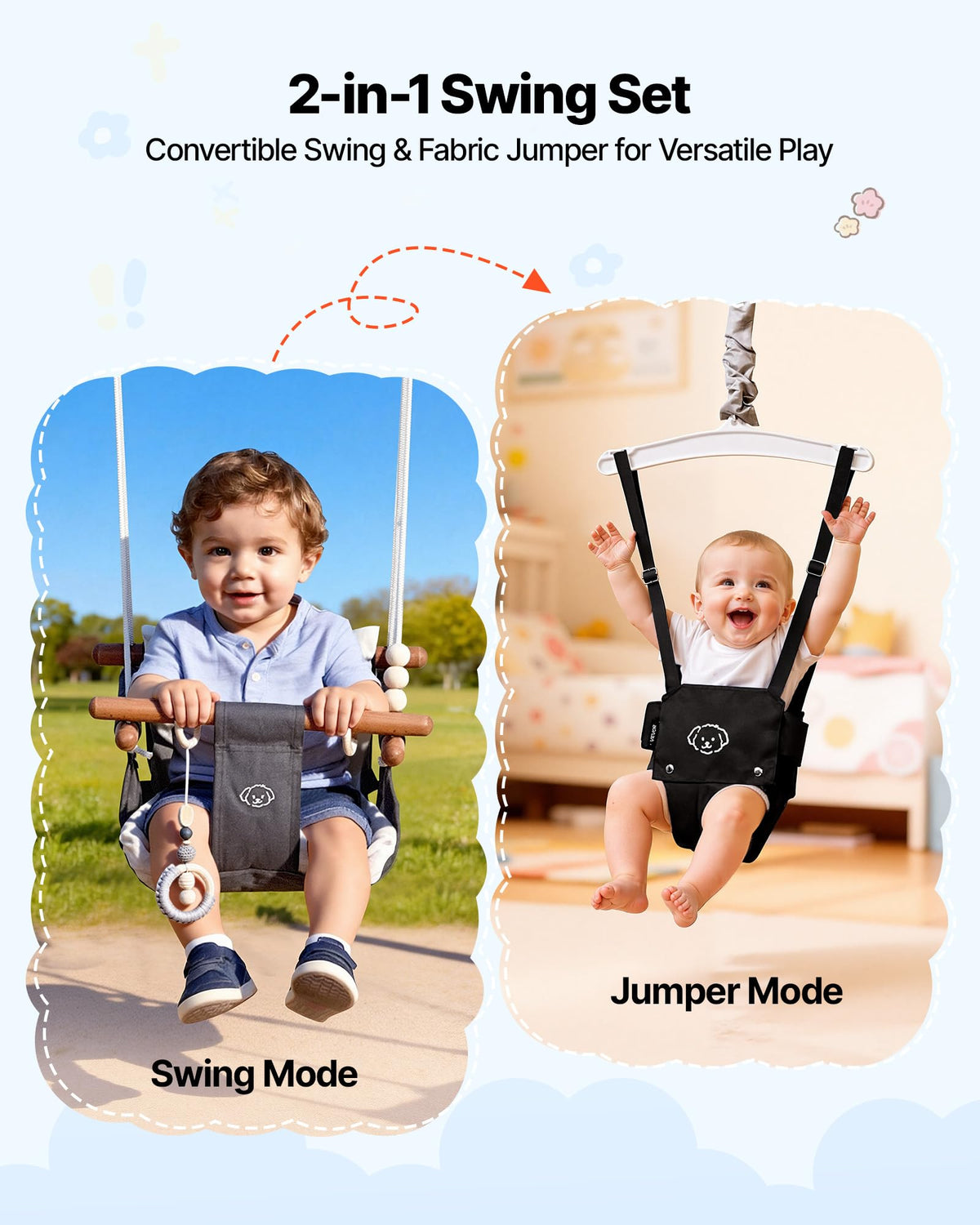 VEVOR jumper seat with soft fabric provides stable play