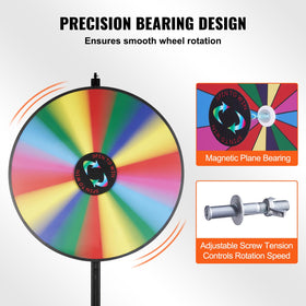 VEVOR prize wheel floor-standing setup enables versatile event layout.