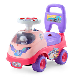 VEVOR ride-on toddler push car front view showing engaging steering and bright pink finish for early play