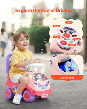 VEVOR ride-on toddler push car horn and music controls for imaginative play