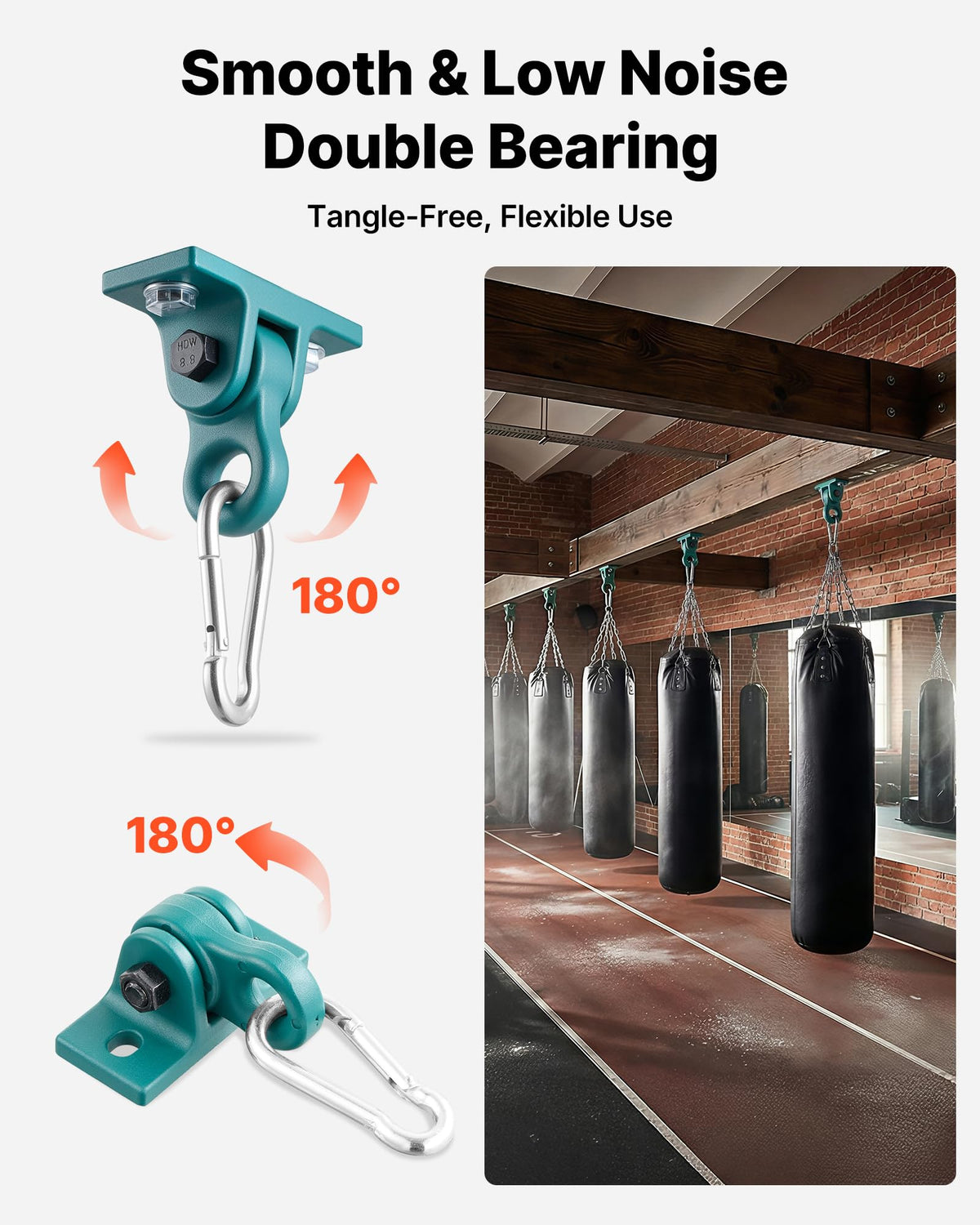 VEVOR swing hangers rated 1250 lbs per unit in use