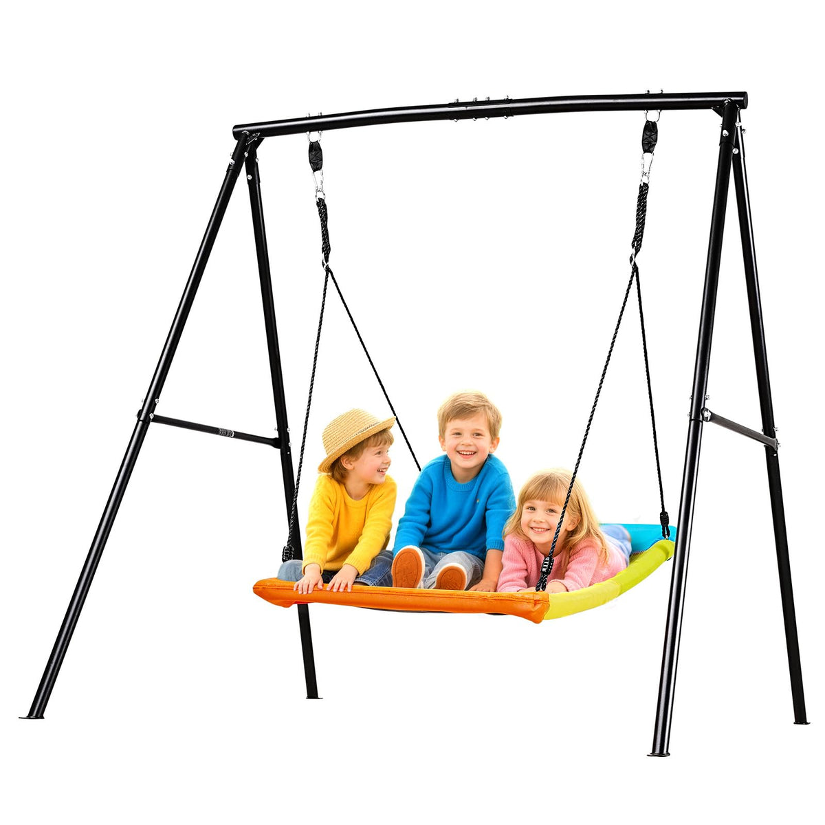VEVOR backyard swing set in A-frame design for sturdy outdoor play.