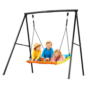 VEVOR backyard swing set in A-frame design for sturdy outdoor play.
