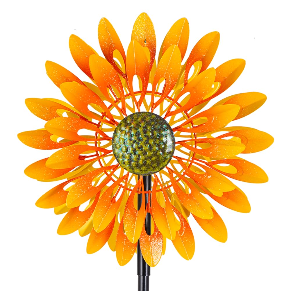 VEWOGARDEN sunflower wind spinner with four blades adds vibrant yard motion.