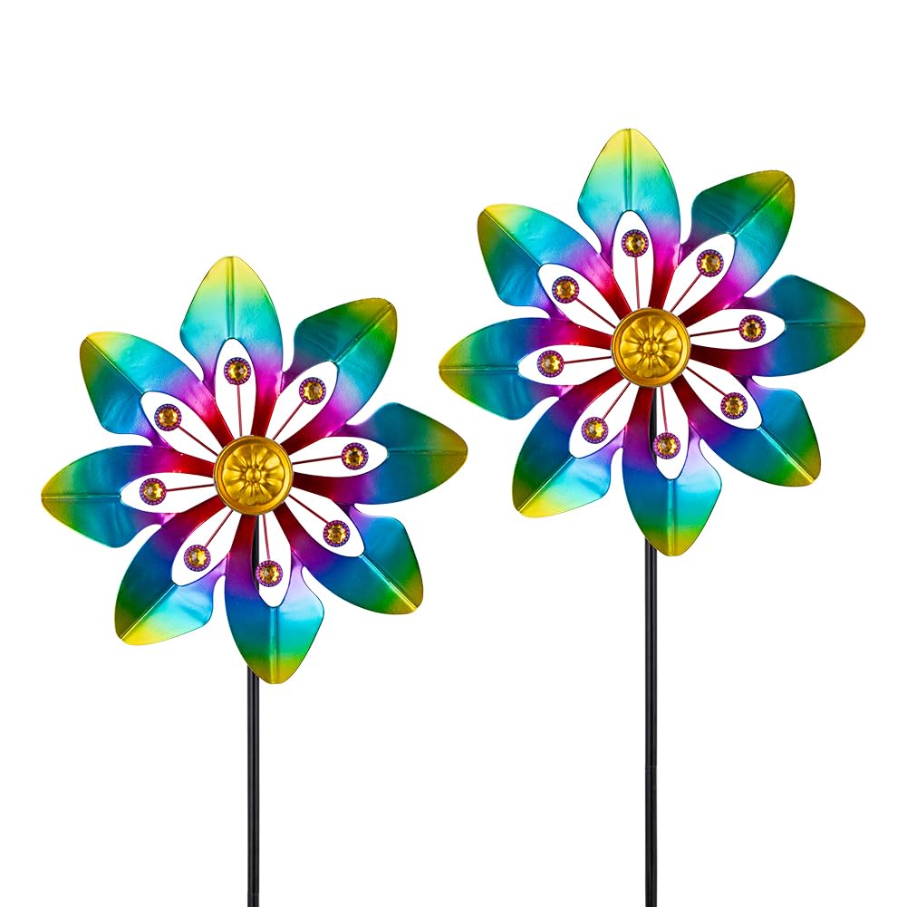 VEWOGARDEN wind spinner flower design with iridescent petals