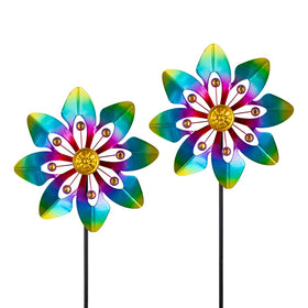 VEWOGARDEN wind spinner flower design with iridescent petals