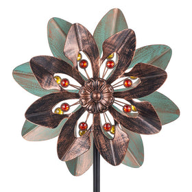 VEWOGARDEN wind spinner two blades with flower design adds colorful motion to outdoor space.