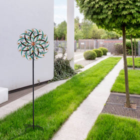 VEWOGARDEN wind spinner is highly visible along pathways and can delight neighbors.