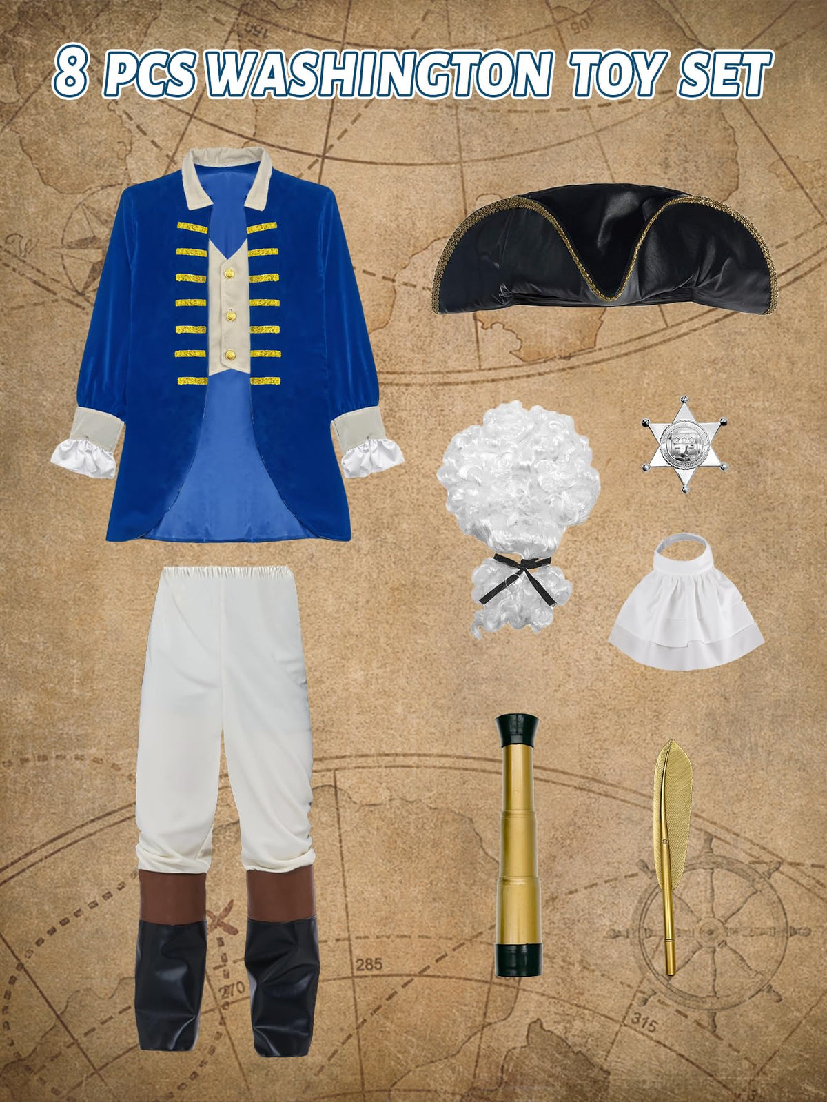 VEXOOM telescope prop adds storytelling potential to the George Washington outfit.