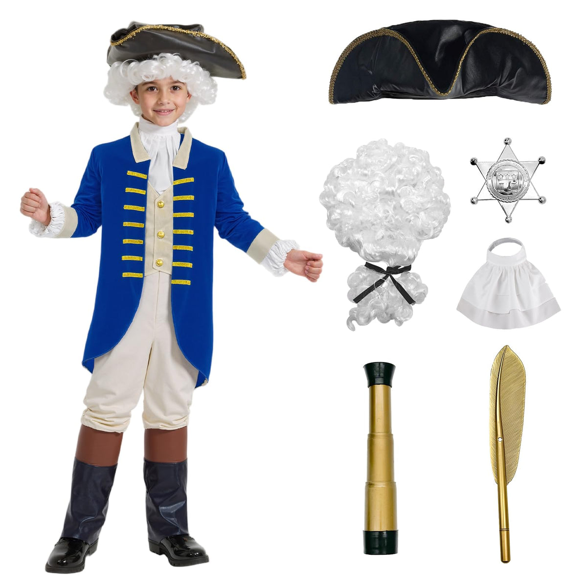 VEXOOM kids George Washington costume coat and pants for comfortable cosplay