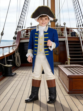 VEXOOM kids George Washington wig and hat create a classic presidential silhouette
