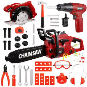Vextronic Kids Tool Set chainsaw in action with realistic sounds for immersive pretend play