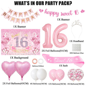 VeyoCraft Sweet 16 photo backdrop creates a dreamy pink setting for photos