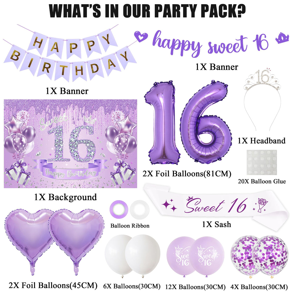 VeyoCraft Sweet 16 backdrop purple dream for memorable photo moments