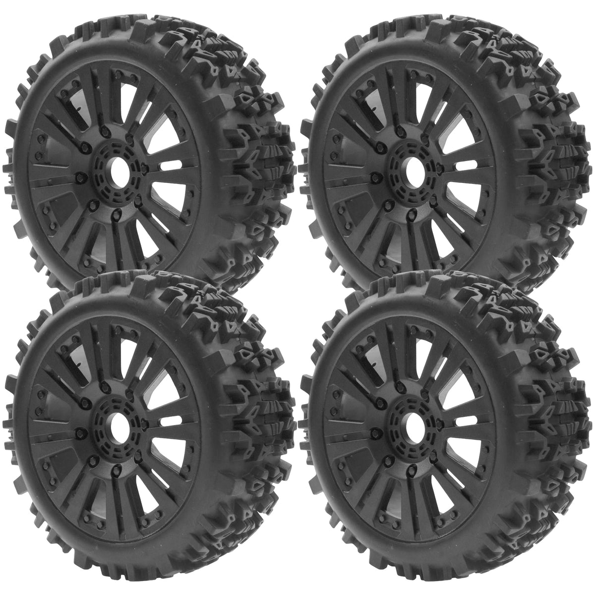 Vgoohobby 1/8 buggy tires with 17mm hex showing tread pattern for grass grip