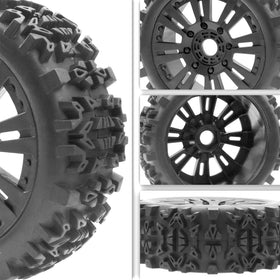 Vgoohobby 4 tires package showing compatibility with Arrma Typhon and Talion