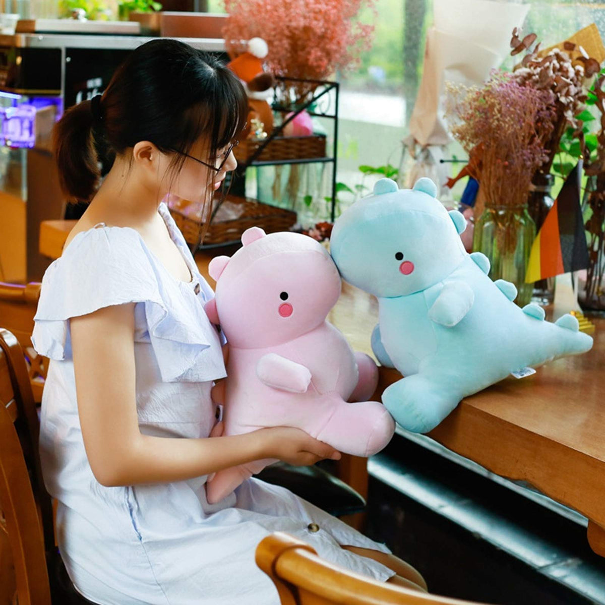 VHYHCY soft pink dino plushie ideal for comforting stories.
