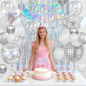 Vibzox 22-inch disco ball foil balloons amplify party vibes.