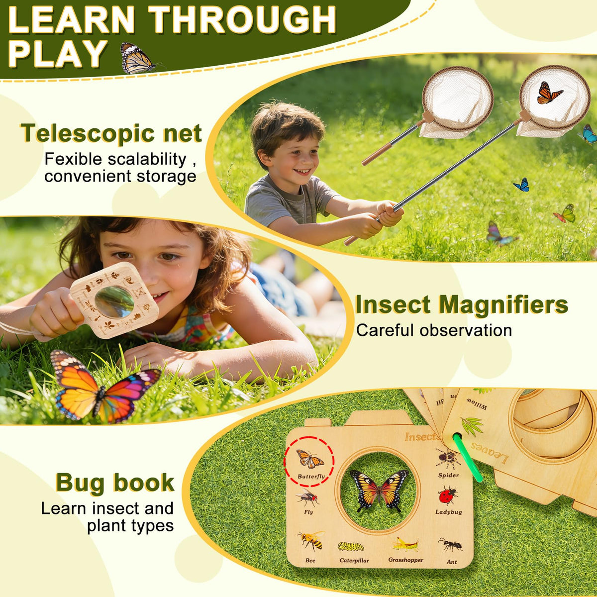 VICAMB bug jar with built-in magnifier for quick observation.