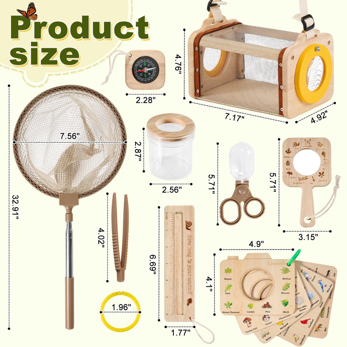 VICAMB wooden kit butterfly net for gentle insect catching outdoors.