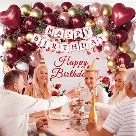 Vicduotex burgundy tablecloth 54x108 for surface protection and color coordination.
