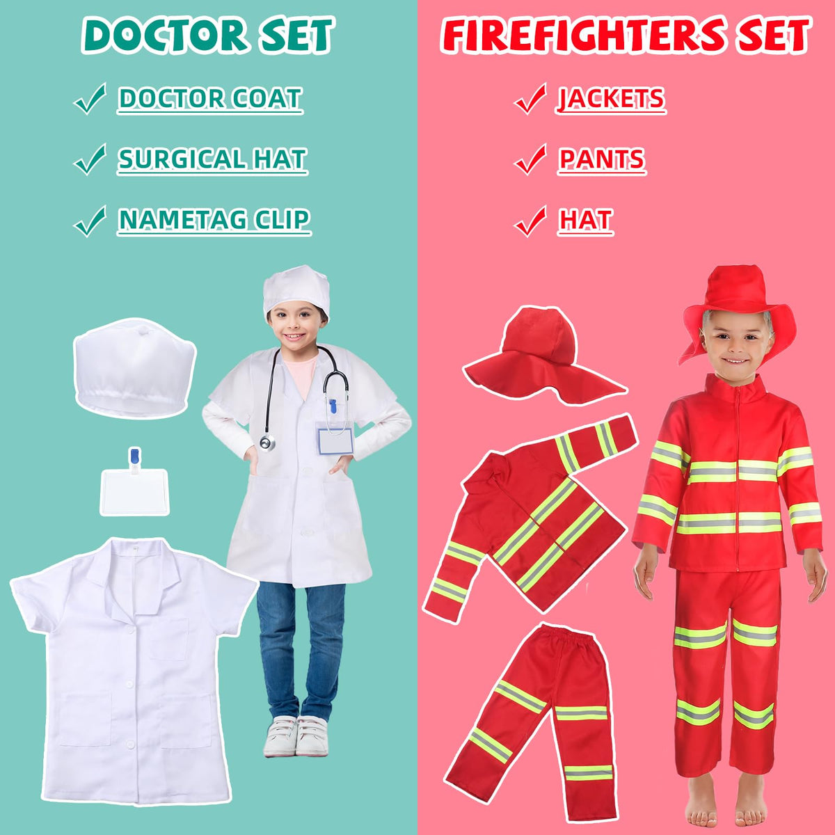 Vicenpal 8 Sets doctor costume for kids encourages creative storytelling and care themes