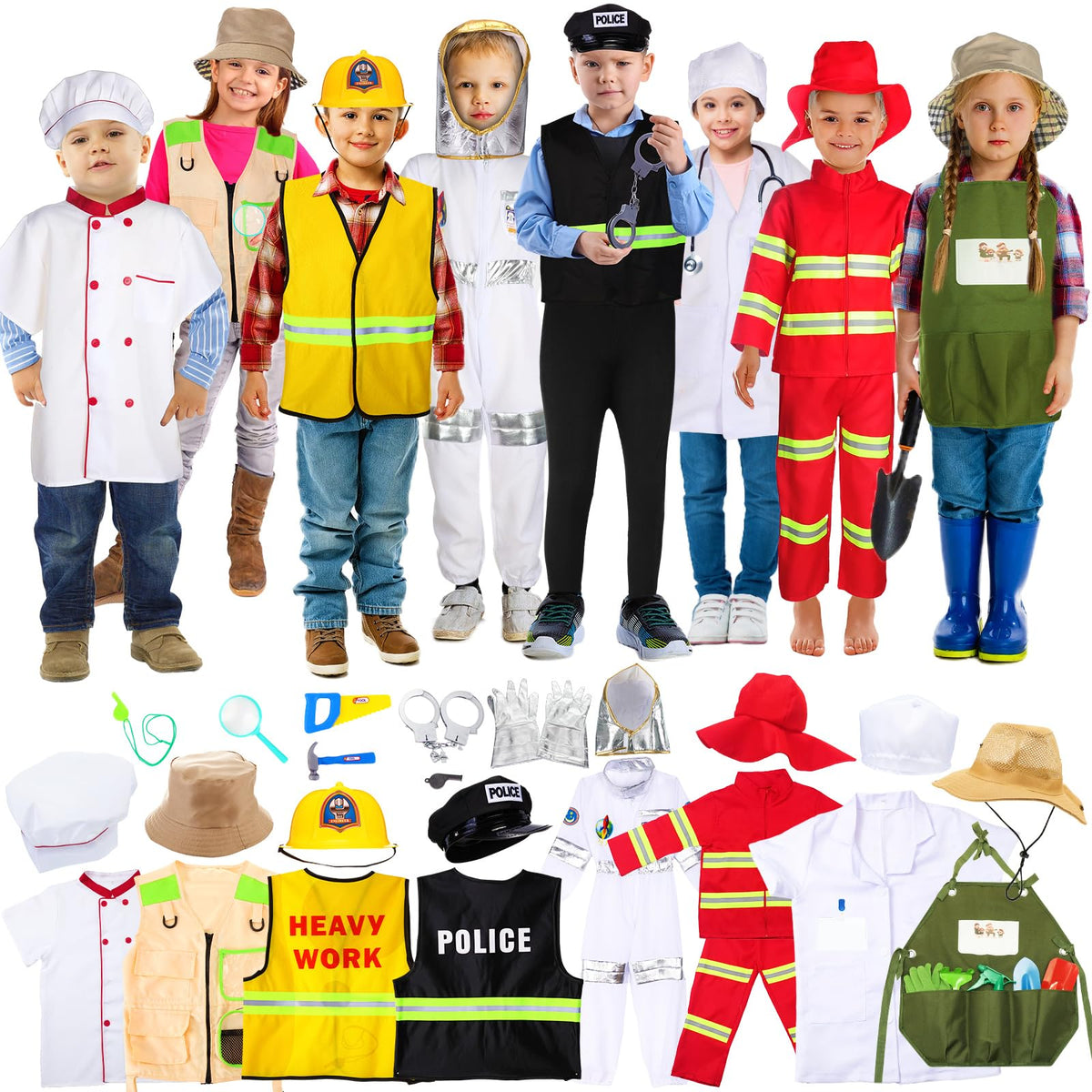 Vicenpal 8 Sets police costume for kids, ideal for imaginative role-play and costume parties