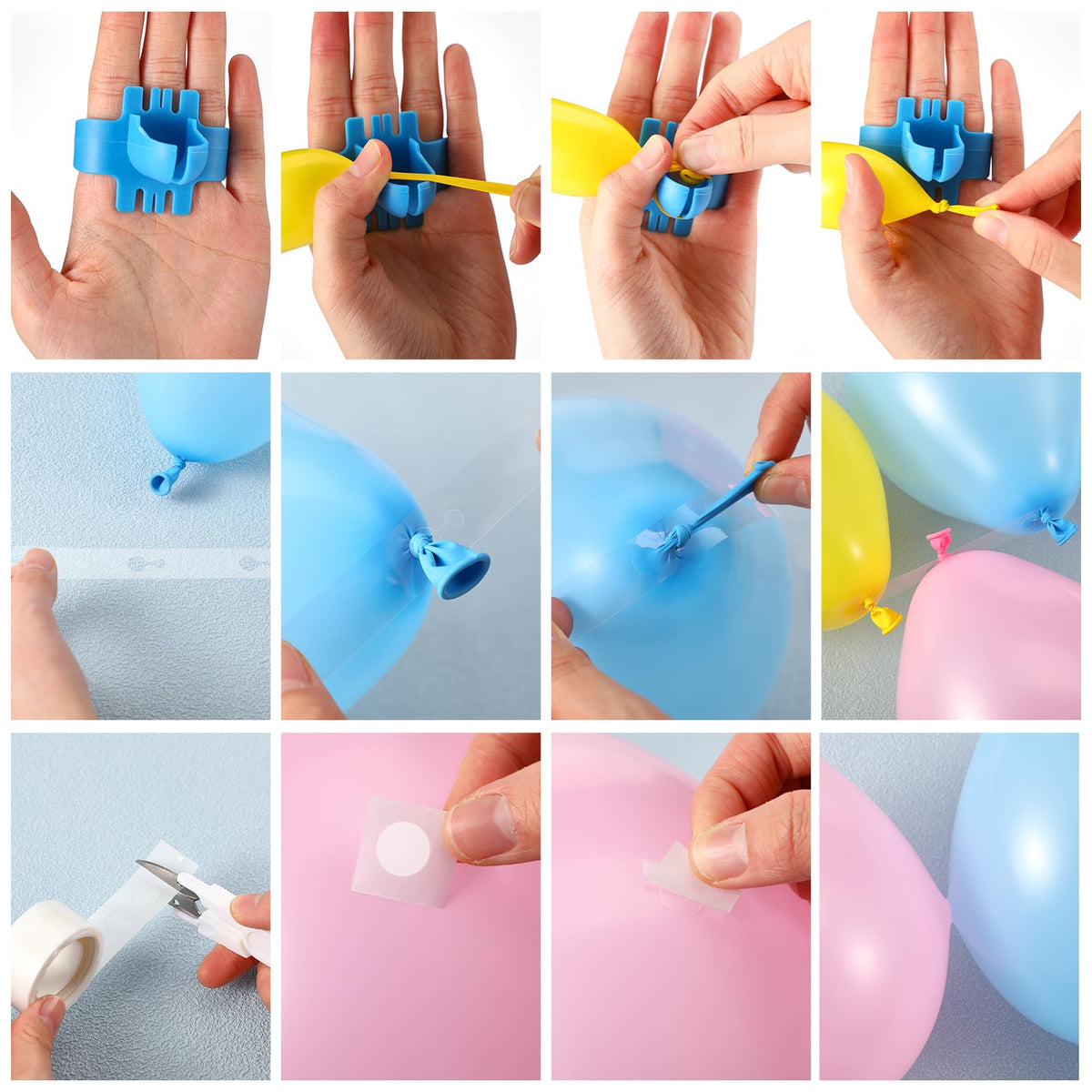 Vicenpal balloon clips help create clustered balloon flowers and secure garlands neatly.