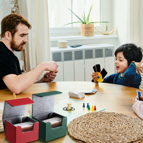 Vicenpal leather deck box with magnet lid for quick card access during play