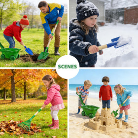 VICHTOP kid-sized rake supports toddler sweeping and responsibility