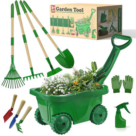 VICHTOP wheelbarrow tool for kids, promotes imaginative outdoor play and coordination