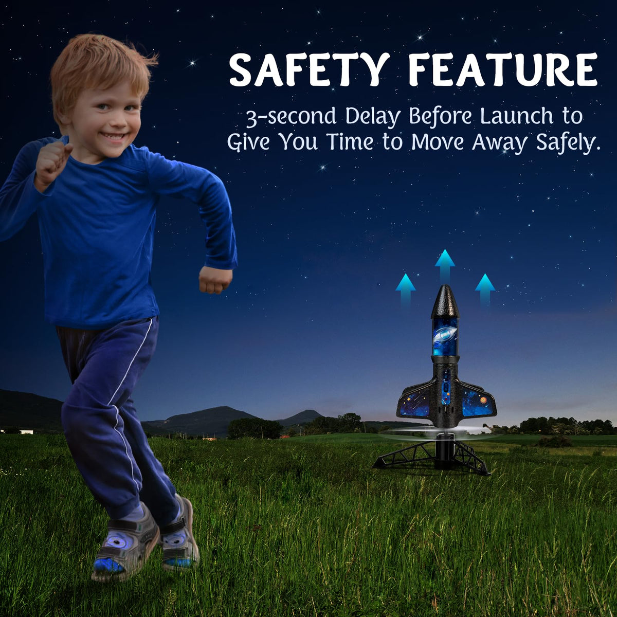 VICHTOP Rocket Launcher in 200 feet mode for longer backyard adventures