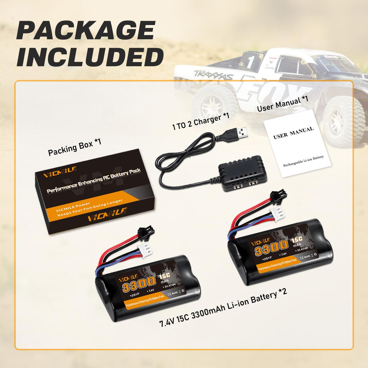 VICMILE H101 RC boat battery with SM-2P connector