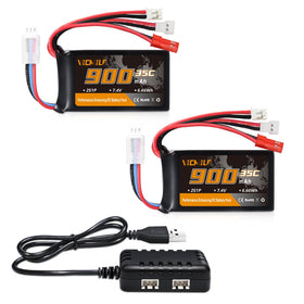 VICMILE SCX24 battery front view powering high-performance RC cars.