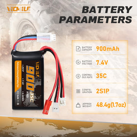 VICMILE SCX24 battery side view for easy fit in tight spaces.