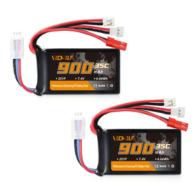 VICMILE SCX24 7.4V 900mAh front view shows compact high-capacity battery for longer RC sessions