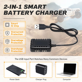 USB charger included for quick top ups with VICMILE battery.