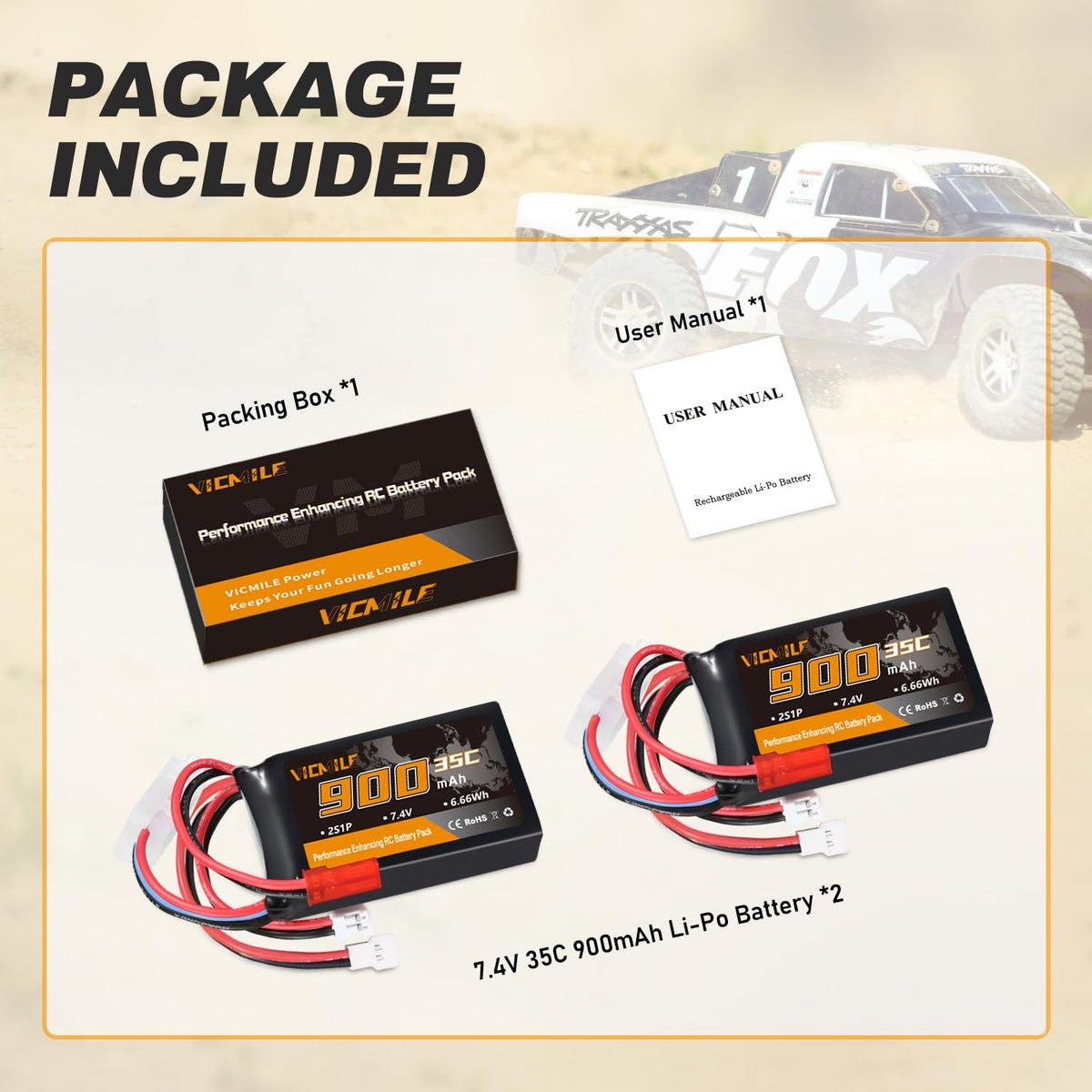VICMILE SCX24 battery weight 48.4g highlighted for performance awareness