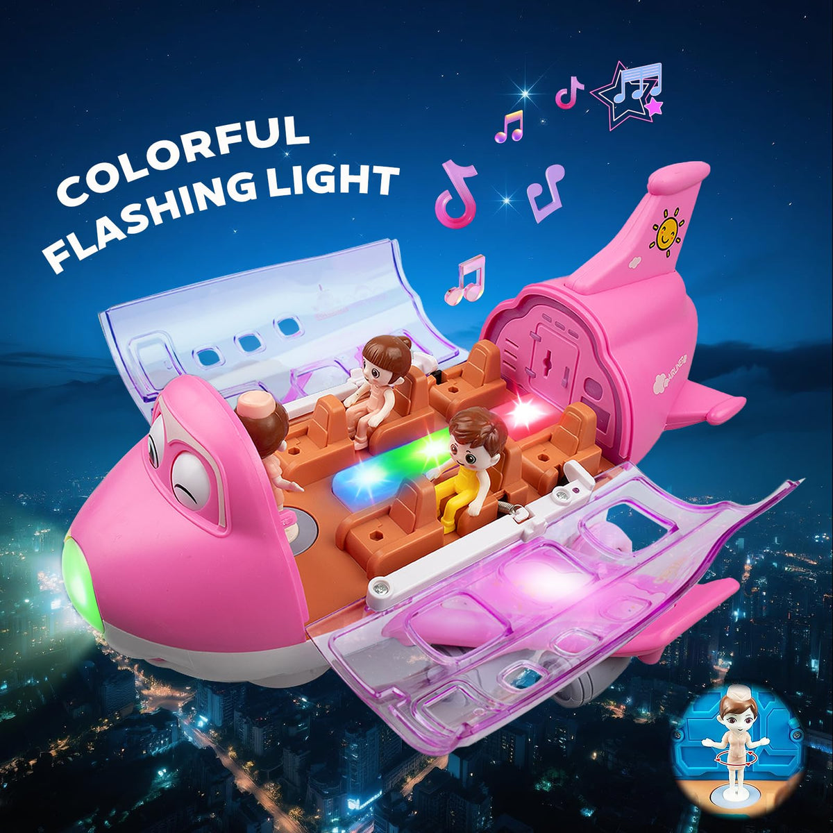 victob pink airplane bump and go action navigates obstacles during play