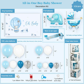 Vidal Crafts balloon garland creates a festive arch for the boy shower