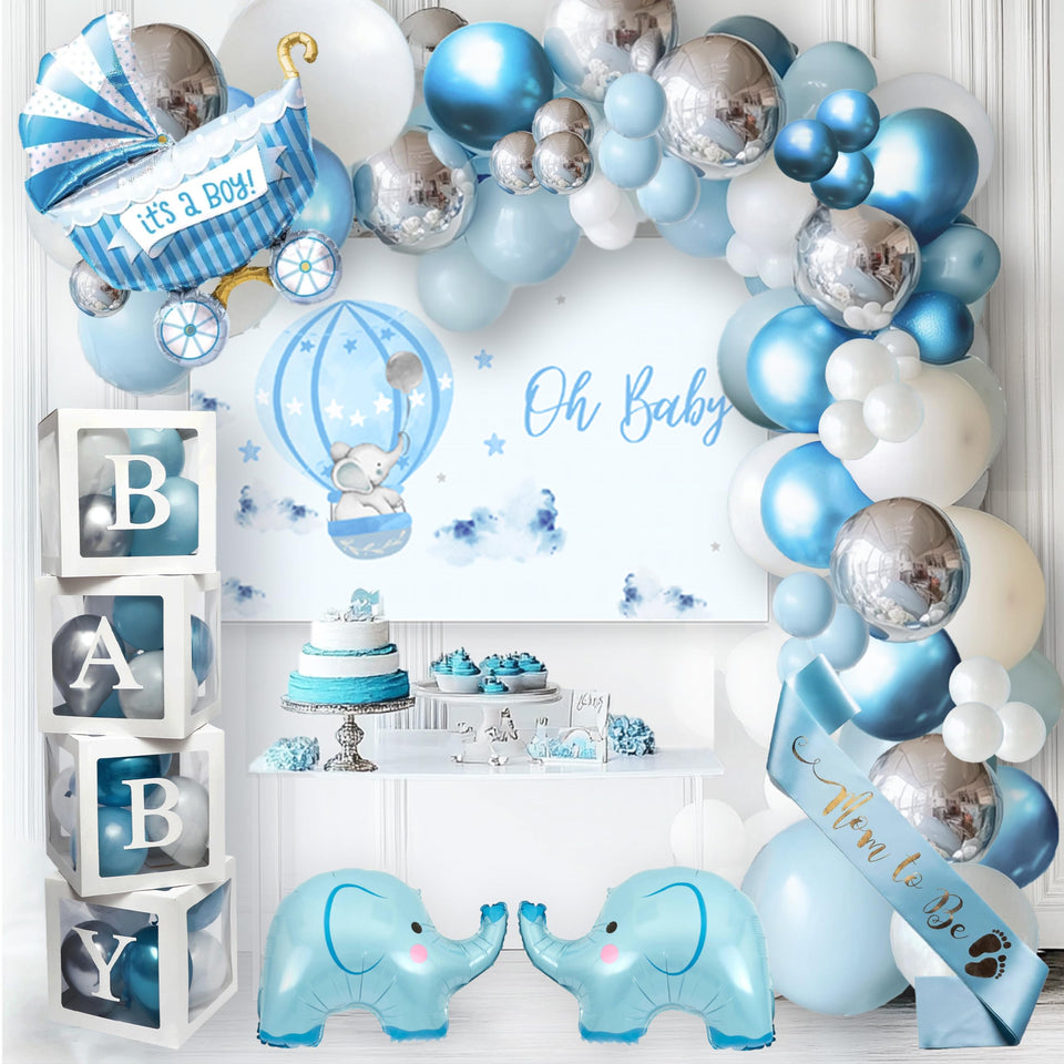 Vidal Crafts elephant backdrop sets a charming focal point for a baby shower