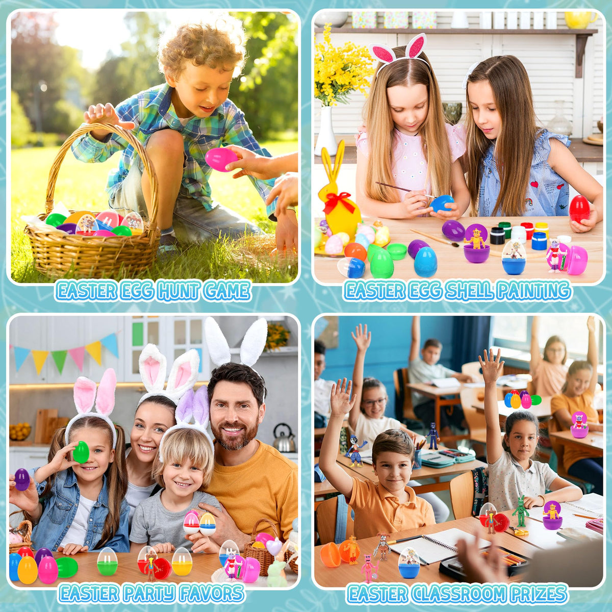 Viemebu Easter eggs in bright colors designed to grab attention and inspire play.