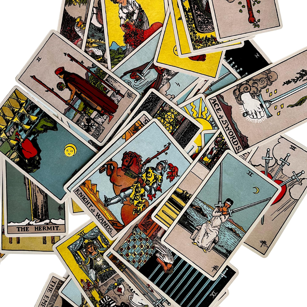 Vieux Monde Express Classic 1909 Tarot Deck cards artwork showcasing original Rider-Waite imagery.