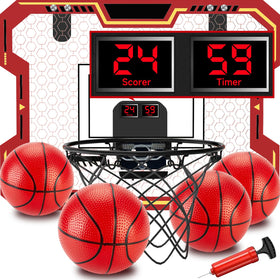 Vignuto indoor basketball hoop front view emphasizes compact space-saving design for kids.